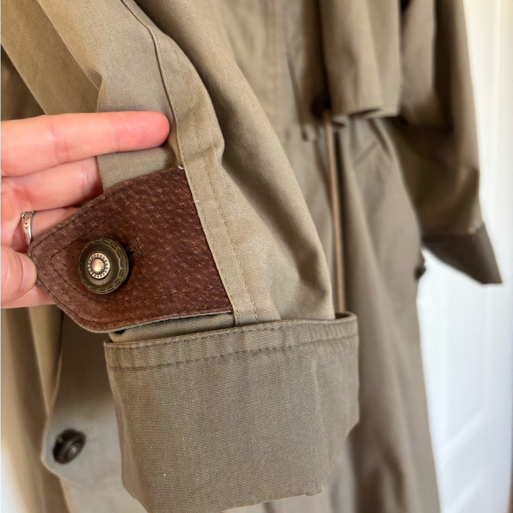 Vintage Tan Plaid Lined Trench Coat - Picture 6 of 15